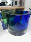 Vintage  Art Glass Bowl Vase Cobalt Blue Green Mid Century