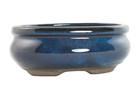 Oval Mame Shohin Bonsai   Succulent Pot   Mesh 5 x 4 x 2  - Blue Stain Glazed