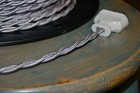 Silver Twisted Cloth Covered Wire  Vintage Style Lamp Cord  Antique Lights Rayon