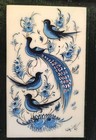 Vintage Persian Miniature Painting Of Blue Birds In  Khatam Frame 5 5  X 7  Tall