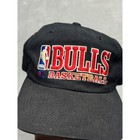 Vintage Champion Chicago Bulls Snapback Hat Nba Logo Script Black Wool Blend