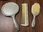 Vintage Victorian Silver Plated Hand Mirror  Brush And Comb Vanity Set