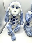 Vtg 3 Wise Monkeys See  Hear  Speak No Evil Blue   White Porcelain Chinoiserie