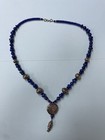 Antique Nice Old Real Natural Lapis Lazuli   L And Silver  Beads Necklace 74g