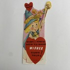 Vintage Valentines Day Greeting Card Cute Girl Fairy Godmother Wand Wishes Heart