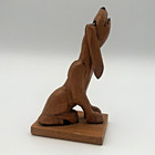 Vintage Hand Carved Folk Art Wooden Hound Dog Bloodhound Wood Figurine