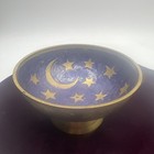 Vintage Brass Enameled Vintage Celestial Offering Bowl With Sun   Moon 4 5   