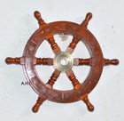 Handcrafted 12  Wooden Brass Ship Wheel   Nautical Decor   Maritime Gift