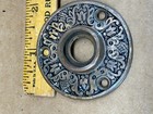 Pair Antique Ornate Brass Eastlake Style Doorknob Rosettes Escutcheon Plates 2 