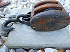 Fine Old Vintage Antique Double Wood Block   Tackle Pulley Boating Farming