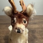 Vtg German Grisly Mohair Reindeer Plush Deer Toy W  Original Logo Tag 1960s