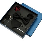 Solid Color Silk Tie Set For Men With Cufflinks Pocket Square Formal Party Wear