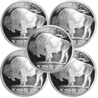 Lot Of 5 - 1 Troy Oz Buffalo  999 Fine Silver Round