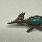 Sterling Silver Turquoise Roadrunner Brooch Southwestern Vintage