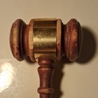 Vintage Wooden Judge Gavel W  Brass Band - Lawyers   Legal Theme