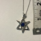 Judaism Star Of David Pendant Necklace W  Blue Stone Silver-tone Chain