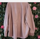 Chico s Beige Faux Leather Button Front Jacket With Pockets Size 2 Long Sleeve