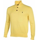  new - Polo Ralph Lauren Mens Classic 3 Button Cotton Sweater - Yellow   S - Xl