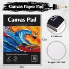 12 Sheets 9 x12  Canvas Paper Pad     350 Gsm For Acrylic   Oil Painting 
