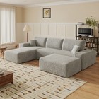 107  Grey Boneless Couch Left Facing Chaise Sectional Cloud Sofa With Ottoman