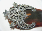 5  Victorian Faux Tortoiseshell Hair Comb Ornament Sterling Silver Embellished