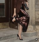 Zara Woman Nwt  89 High-waist Sequinned Midi Skirt Dark Maroon 8779 451