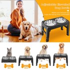 Elevated Dog Bowl Pet Feeder Stainless Steel Raised Food Water Stand W  2 Bowls