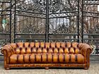 Vintage Button Tufted Leather Chesterfield Sofa