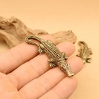 2pcs Brass Mini Crocodile Figurine Small Statue Home Ornaments Animal Figurines