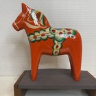  3 Dala Horse Swedish Sweden Nils Olsson Red Wood Hand Carved Painted Vintage 8 