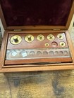 Vintage Brass Callobration Weights In Wooden Box  not Complete