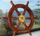 18 brass Wooden Vintage Ship Steering Wheel Pirate D  cor Wood Fishing Wall Boat