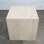 Mid Century Modern Side Table Square Travertine Stone White End Nightstand Mcm