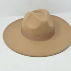 Pro Celia Western Nashville Big Wide Brim Hat Women Tan Wool Fedora Euc