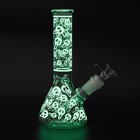 7 8  Skull Fluorescent Glass Bong Glass Water Pipe Tobacco Smoking Beaker 14mm