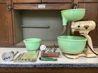 Sunbeam Mixmaster 1930 With Jadite Bowls  Juicer  Manuel   Original Lube  Works