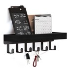 Wooden Key Holder Wall Mount With Mail Organizer   6 Hooks - Key Rack Shelf For