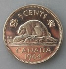 Canada 1964 Five Cent  golden Beaver  Nickel Coin 