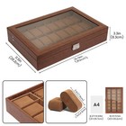 24 Slots Watch Box Lockable Jewelry Organizer Watch Display Case With Glass Lid