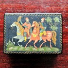 Vintage Russian Signed Palekh Lacquer Box Hand Painted Folk Scene