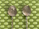 Vintage Stg Sterling Silver   Enamel 2 Demitasse Spoons - 3 1 2 