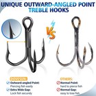 50pcs High Carbon Steel Treble Hooks Outward-angled Point 3x Strong V-bend  2-10