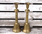 Vintage Mid Century Modern Pair Of Solid Brass Candlesticks   Candle Holders