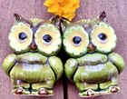 Vintage Owl Salt   Pepper Mcm Set Shaker 60s 70s Mod Figurine Vg Estate Kitchen