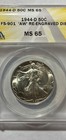 1944-d Liberty Walking Half Dollar Anacs Ms65 Fs-901    aw    Re-engraved Die