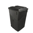 Hyper Tough 45 Gallon Wheeled Heavy Duty Plastic Garbage Can  Attached Lid  Blac
