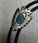 Vintage Silver Tone Turquoise Native American Style Arrowhead Bolo Tie