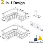 2 Pack Rustproof Corner Shower Caddy Adhesive No Drill Wall Mounted Silver Shelf
