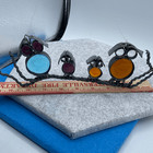 Artisan Made Leaded Stained Glass Owls On Branch Sun Catcher 
