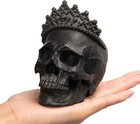 Crowned Skull Statue Gothic Halloween Decor   Resin Skeleton Head Figurine Ornam